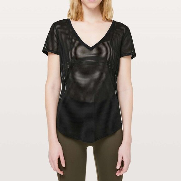 lululemon athletica Tops - Lululemon All Love Tee *Striped Mesh